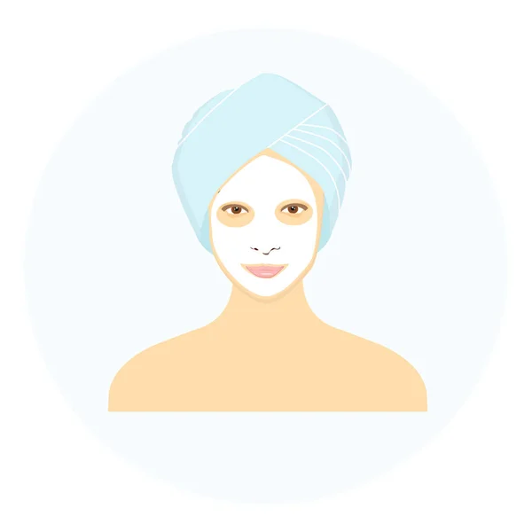 Illustration Vectorielle Belle Femme Avec Masque Facial Tranches Concombre Sur — Image vectorielle
