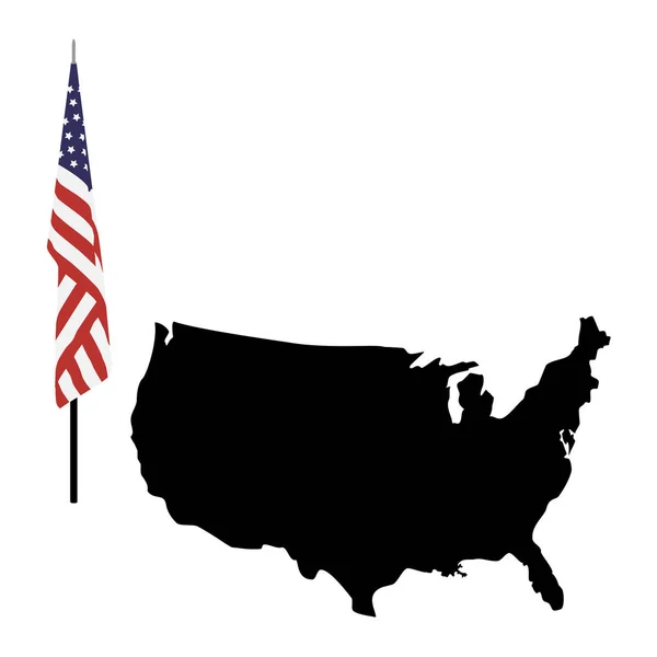 US-Karte und Flaggensymbol — Stockfoto