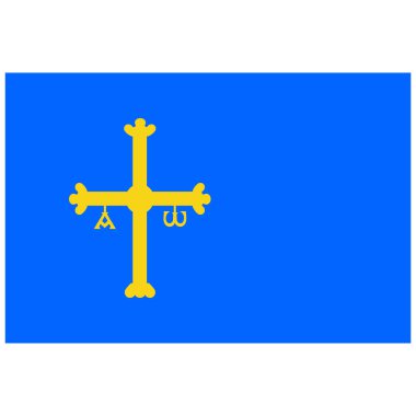 Vector flag of Spain autonomous community province Asturias. Coat of arms clipart