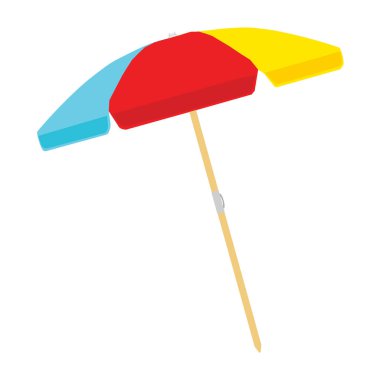 Plaj şemsiyesi renk beyaz arka plan üzerinde izole. Vektör çizim