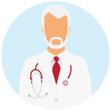 Doktor simgesi. Adam Doktor Doktor stetoskop ile. Vektör çizim