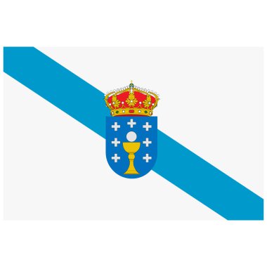Vector flag of Spain autonomous community Galicia.  clipart