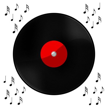 Gramofon kaydı uzun kayıt vinil oynadı. Müzik arka plan. Vektör çizim