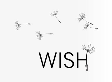 Karahindiba vektör. Dilek. Basit minimalist tarzı.