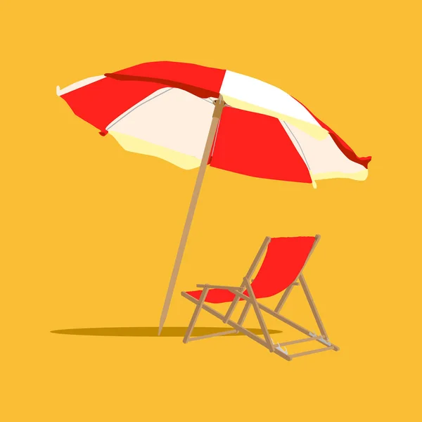 Vacation Travel Concept Beach Umbrella Beach Chair — Stock Vector