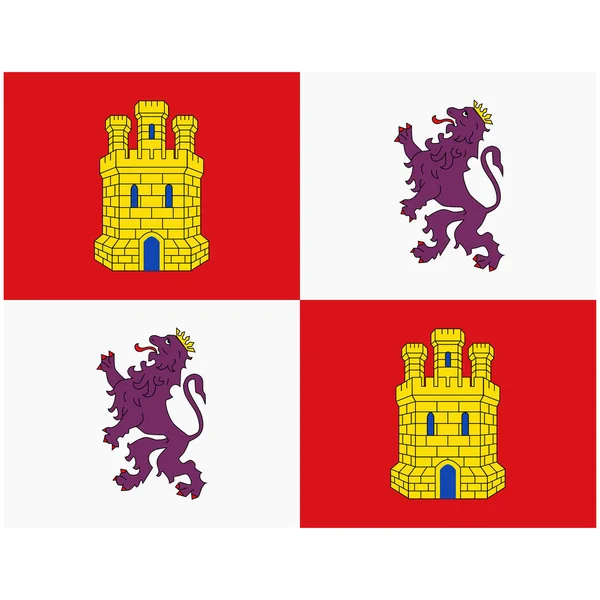 Flagga Kastilien Och Leon Eller Castilla Leon Autonoma Regioner Spanien — Stock vektor
