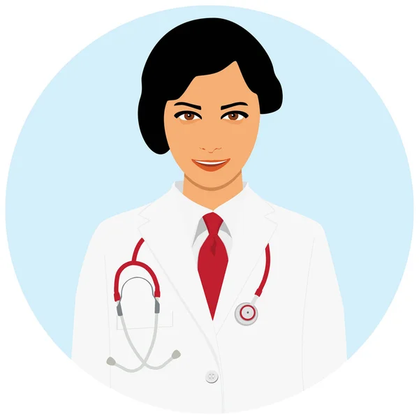 Ikon Dokter Dokter Wanita Dengan Stetoskop Ilustrasi Vektor - Stok Vektor