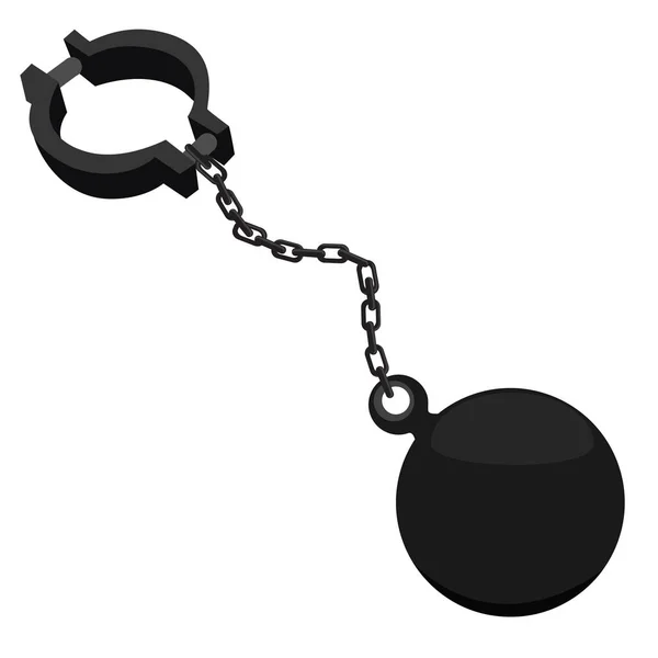 Illustration Vectorielle Boule Sur Chaîne Icône Manille Chaîne Prison Avec — Image vectorielle