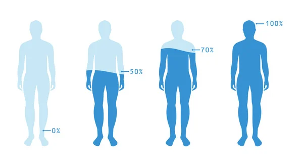 Wyświetlone Infografikę Wody Procentowy Poziom Organizmie Człowieka Ilustracja Wektorowa Bilansu — Wektor stockowy