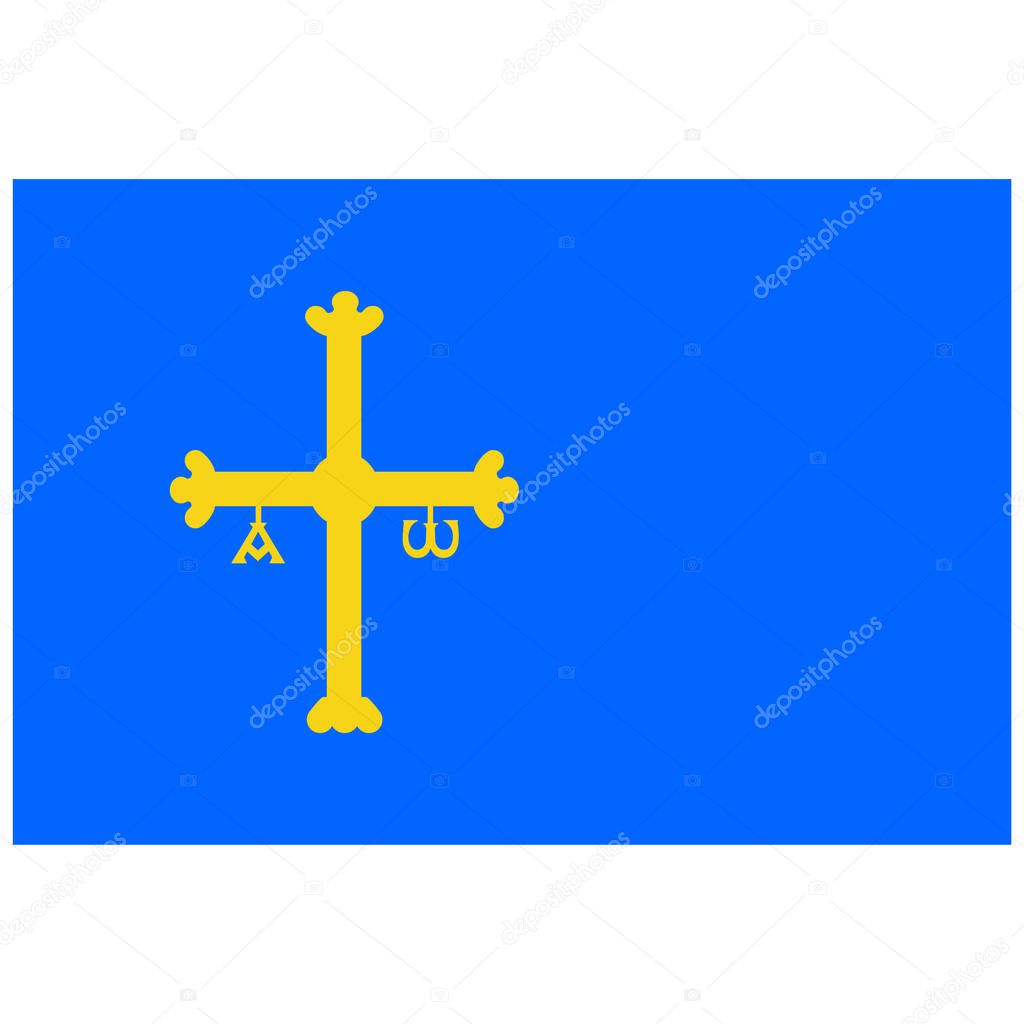 Vector flag of Spain autonomous community province Asturias. Coat of arms