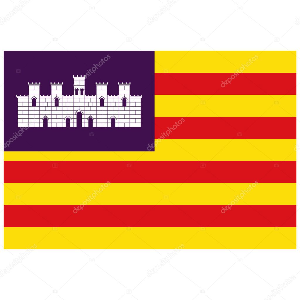 Flag of Balearic Islands archipelago of Spain. Vector illustration