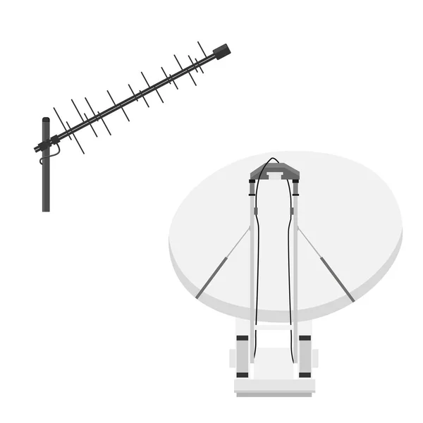 Antenne Télévision Vectorielle Routeur Télévision Antenne Satellite Réaliste Icônes Isométriques — Image vectorielle