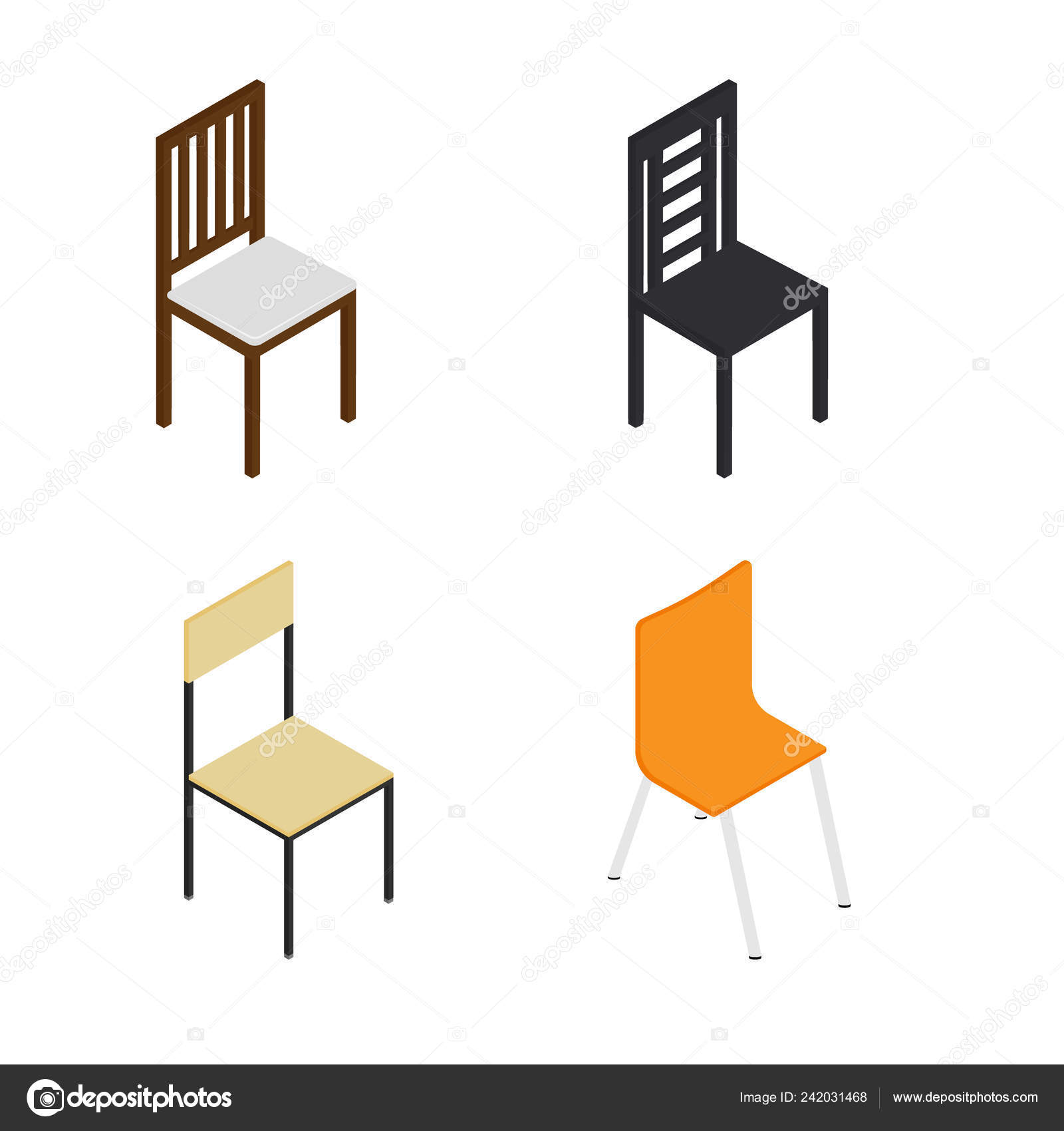 Different Types Chair Vector Set Furnished Apartment Office