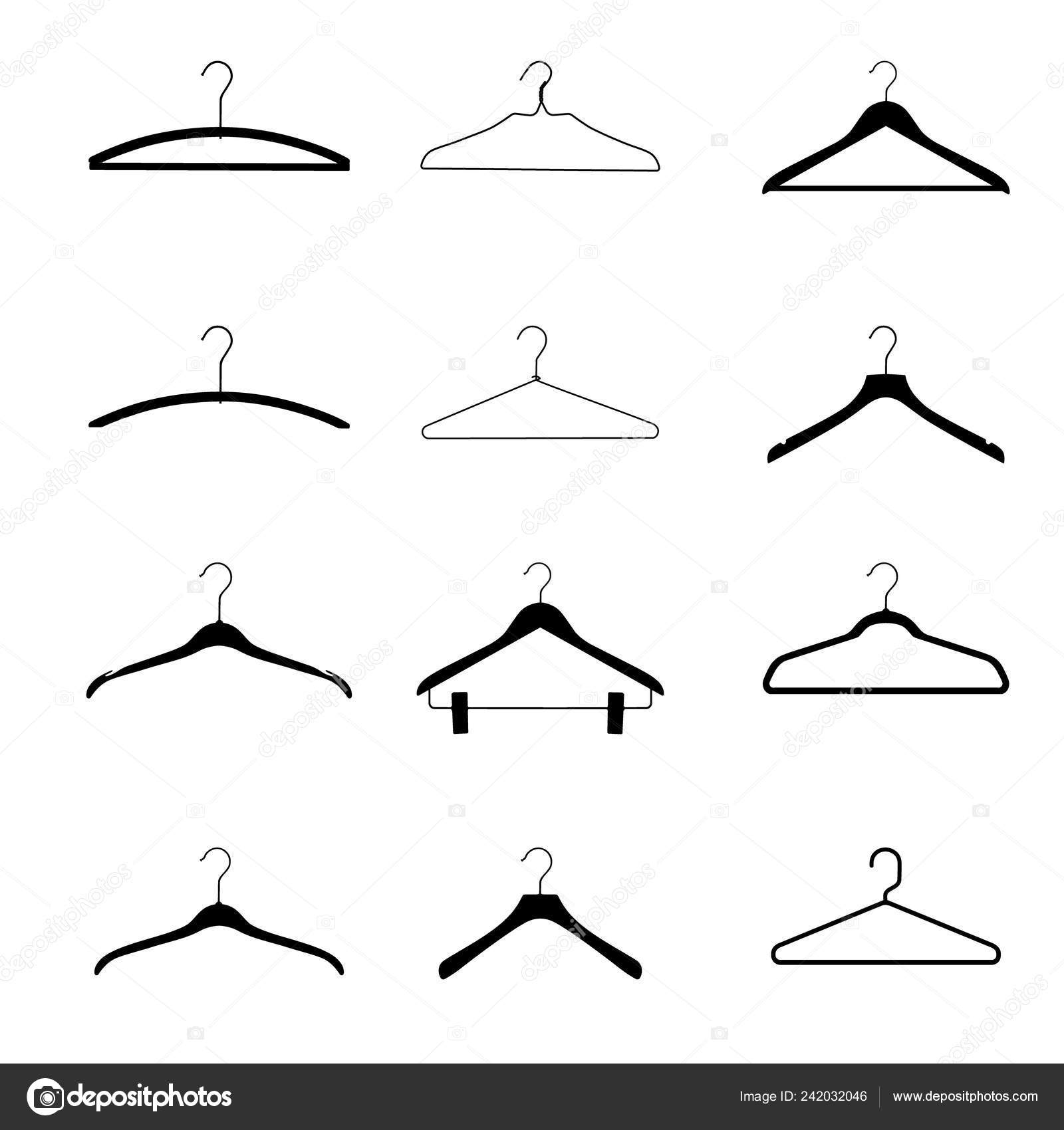 Wooden Plastic Metal Wire Coat Hangers Clothes Hanger Silhouette White  Stock Vector by ©viktorijareut 242032046