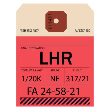 Vintage Bagaj etiketi. Nihai hedef Lhr. Bagaj etiketi
