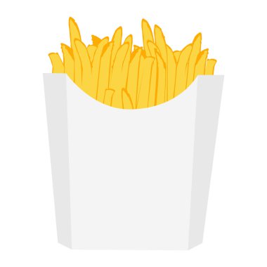 Vektör içinde beyaz karton paket kutu izole beyaz zemin üzerine patates kızartması. Fast Food