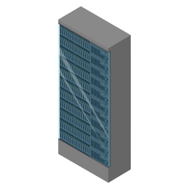 Network sunucu odası konsepti. Sunucu rafları