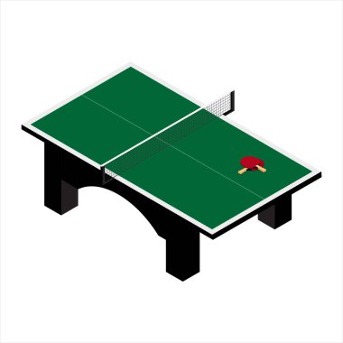 Beyaz zemin üzerine yeşil ping pong tablo solated