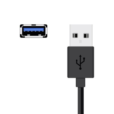 Gerçekçi Usb bağlantı noktası ve Bağlayıcısı beyaz arka plan üzerinde izole