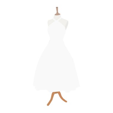 Düğün elbise koleksiyonu. Beyaz elbise mankenin üzerinde.