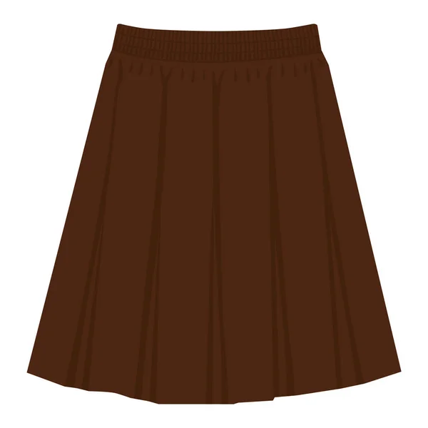 向量棕色裙子模板 设计时尚妇女例证 妇女箱子褶皱裙子 — 图库矢量图片