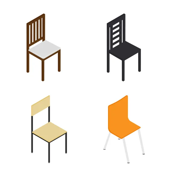 不同类型的椅子矢量集 家具公寓办公室室内设计元素 在白色背景查出的家具 — 图库矢量图片