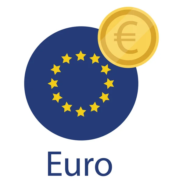Σημαία Της Ευρωπαϊκής Ένωσης Και Του Ευρώ Χρυσό Κέρμα Εικονίδιο — Διανυσματικό Αρχείο