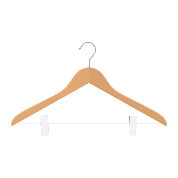 Wooden Coat Hanger Clips Clothes Hanger White Background — Stock Vector