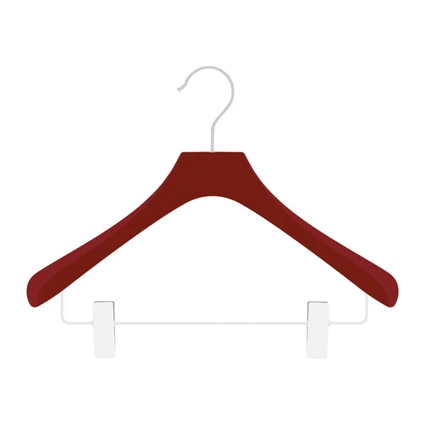 Wooden Coat Hanger Clothes Hanger White Background — Stock Vector