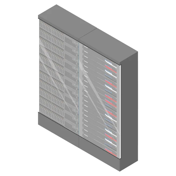 Netwerk Werkstation Serverruimte Concept Serverrekken — Stockvector