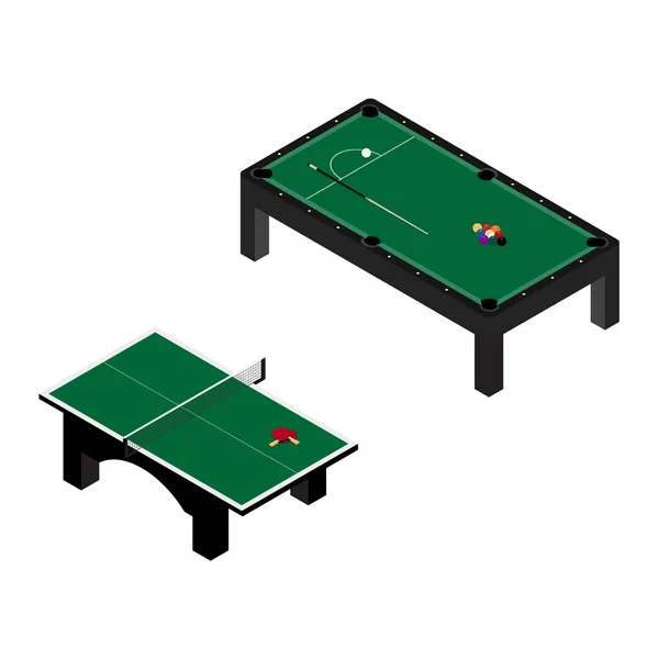 Δωμάτιο Παιχνιδιών Έννοια Ping Pong Και Πισίνα Τραπέζι Μπιλιάρδου Απομονωμένα — Διανυσματικό Αρχείο