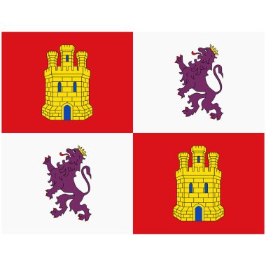 İspanya'nın Kastilya ve Leon veya Castilla y Leon özerk topluluklar bayrağı. Raster illüstrasyon.