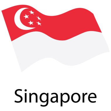 Singapur Cumhuriyeti bayrağı Raster resmi renkleri ve doğru orantılı olarak izole 