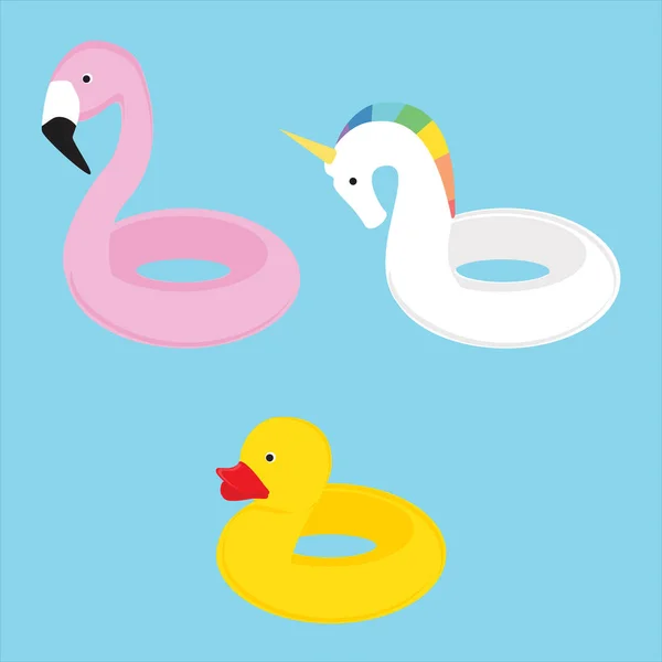 Summer swim swimming rings collection flamingo, unicorn, duck