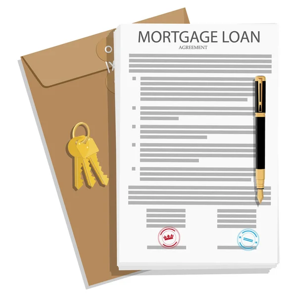 Mortgage Kredi Uygulama Anlaşması Evin Anahtarı Kalem Ile Sözleşme Raster — Stok fotoğraf