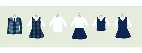 Шкільна Або Шкільна Форма Вішалках Дитячий Одяг Растровий Набір — стокове фото
