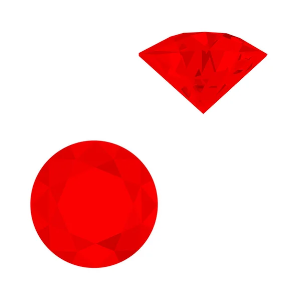 Set Red Gemstones Raster Illustration Rubies — Stock Photo, Image