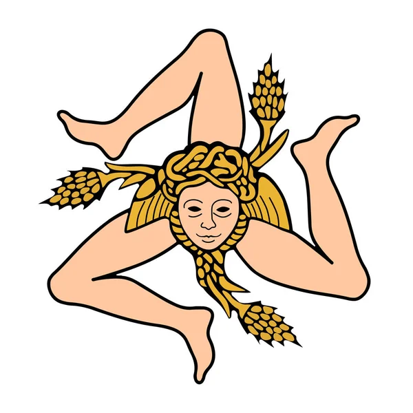 西西里岛标志栅格插图 西西里岛的徽章 原汁原味的西西里岛徽章 海岛在意大利 — 图库照片