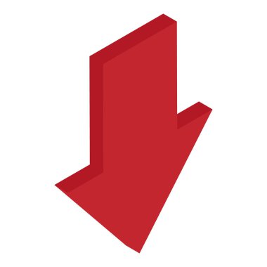 Kırmızı izometrik ok. Infographic grafik işareti çürüme, harita. Raster