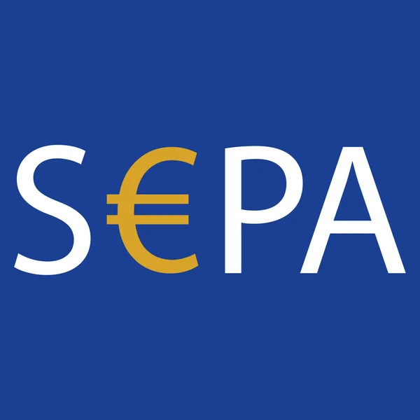 Sepa Single Euro Payments Area Logga Isolerade Blå Bakgrund Raster — Stockfoto