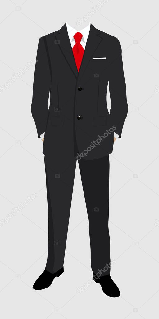 Wedding man's suit and tuxedo. Raster illustration.