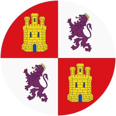 İspanya'nın Kastilya ve Leon veya Castilla y Leon özerk topluluklar bayrağı. Raster illüstrasyon.