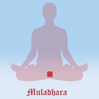 Manipura Chakra symbol raster illustration. Silhouette meditating. Practicing yoga. Yoga lotus pose, wellness concept. clipart