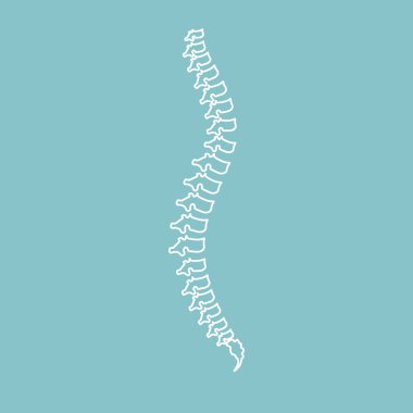 Raster resimde beyaz omurga tanılama sembol, tasarım, mavi arka plan üzerinde oturum açın. Tanı Merkezi