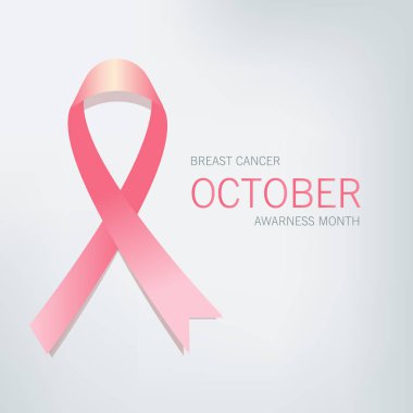 Gerçekçi pembe kurdele, meme kanseri bilinçlendirme sembol, üzerinde beyaz izole. Raster illüstrasyon, .