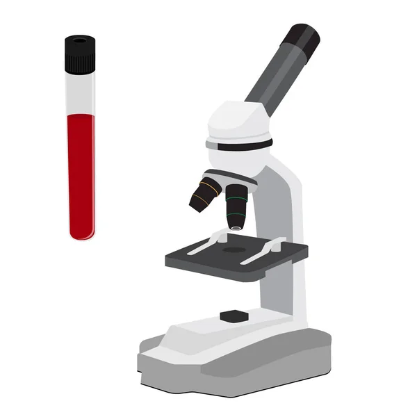 Blood Analysis Clinacal Lab Test Tubes Microscope White Background Raster — Stock Photo, Image