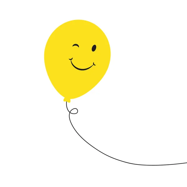 Ballon Visage Souriant Ballon Sourire Jaune Joyeux Anniversaire Illustration Matricielle — Photo