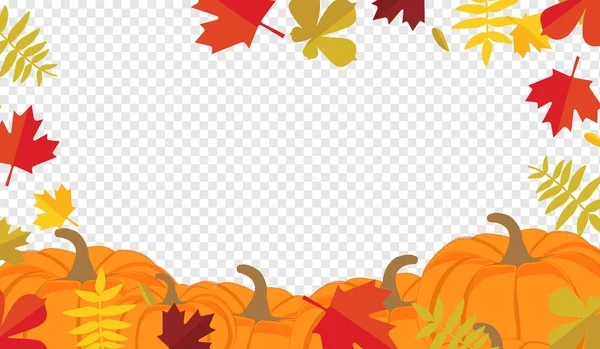 Autumn Leaves Pumpkins Border Frame Space Text Transparent Background Seasonal — Stock Photo, Image