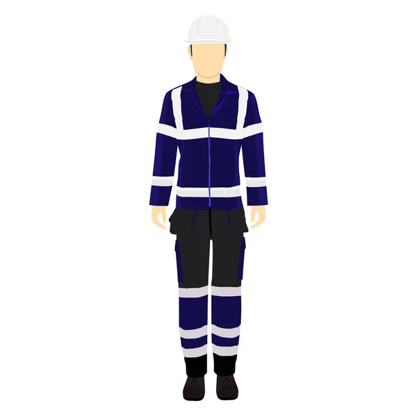 Werknemer Van Mens Uniform Professionele Beschermende Kleding Laarzen Witte Veiligheidshelm — Stockfoto