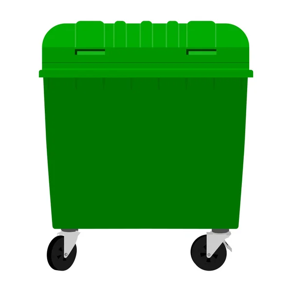 Green Garbage Container Isolated White Background Raster Illustration Wheeled Dumpster — Stock Photo, Image